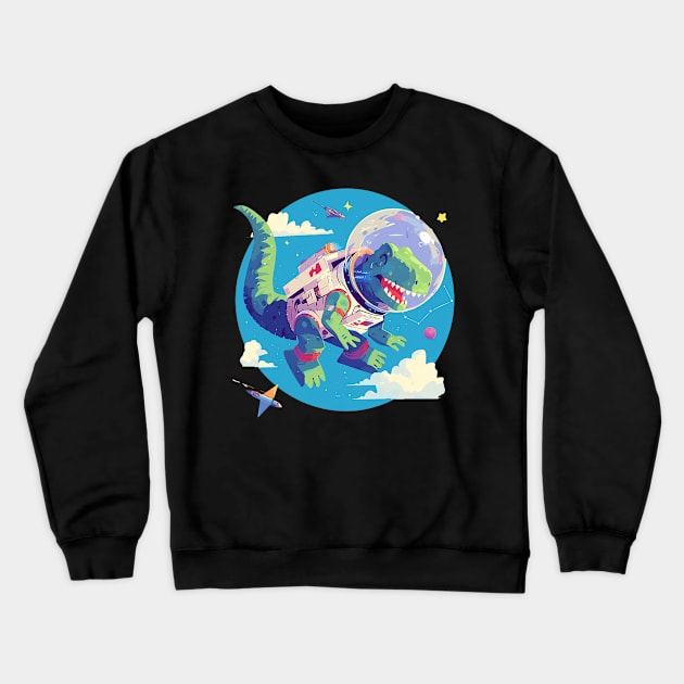 space dino Crewneck Sweatshirt by peterdoraki